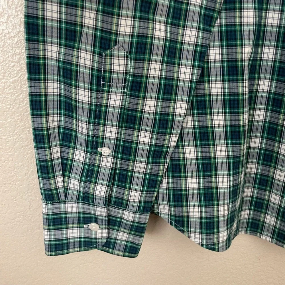 J. Crew Shirt Mens Large Green Blue Plaid‎ Classic Fit Long Sleeve Button Down